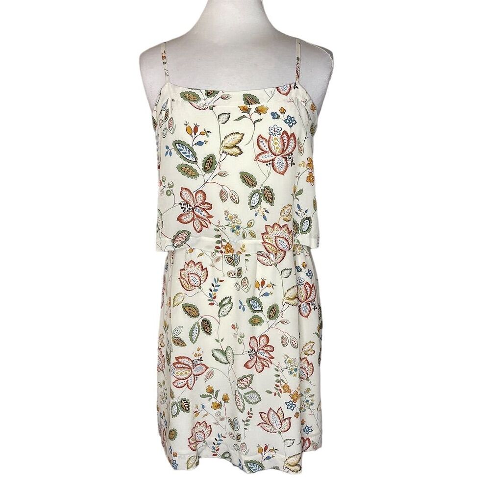 Madewell Women's Size 8 Silk Overlay Cami Mini Dress Botanical Print - Picture 4 of 9